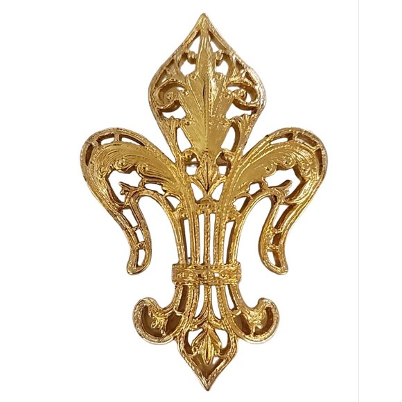 Monet Gold Tone Fleur De Lis Pin Brooch, Signed K546